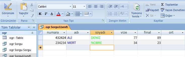 14 Numara alanının 5000den büyük aynı anda ismi a ile başlayan kayıtları getirmesi için kullanılır. ġarta uyan veriler karģımıza gelir.