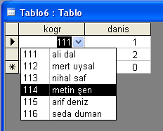 31 ġekil-1 Tablo6 daki Kogr değiģkenine veriler tablo 3den (tablo özelliklerinden) arama sihirbazı kullanılarak çekilir.