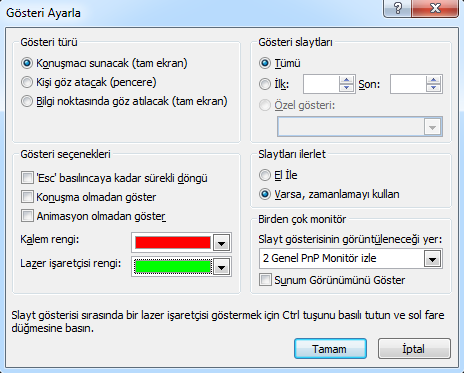 4.Önceki slayda erişmek için kullanılan düğmedir. 5.Kalem ve vurgulayıcı araçlarına erişmek için kullanılan düğmedir. 6.