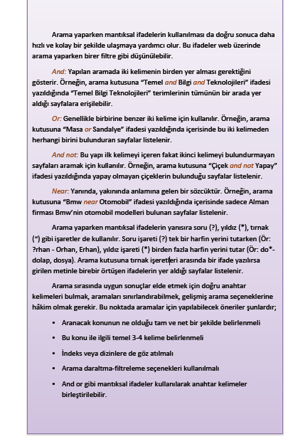 Ornek-- 4 Arama SeçenekleriGoogle Dosya turu, site veya alan adı, dil, bölge gibi gelişmişarama seçenekleri sunmaktadır. Bu Örnekte yemek tarifi isminde bir pdf Dosyası aranacaktır.