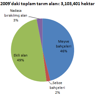 Pamuk üretiminde ciddi bir patlama yaģanmaktadır. Meyveler bakımından, zeytin ve fıstık, üzümle beraber en önemli ürünlerdendir. Tarım, Türkiye deki toplam su tüketiminin %75 inden sorumludur.