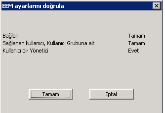 Örn_k S_n[ryo: CA Pro]_ss Autom[tcon S_rtc`ck[l[rını Y_nc^_n Oluşturm[k cçcn V[r Ol[n Yükl_m_yc Y[pıl[n^ırm[ 8. EEM Ayarlarını Test Et seçimini tıklatın. Kurulum iletilerinde Tamam'ı tıklatın. 9.