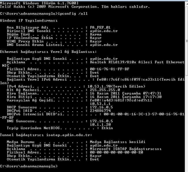 MSDOS altında IP