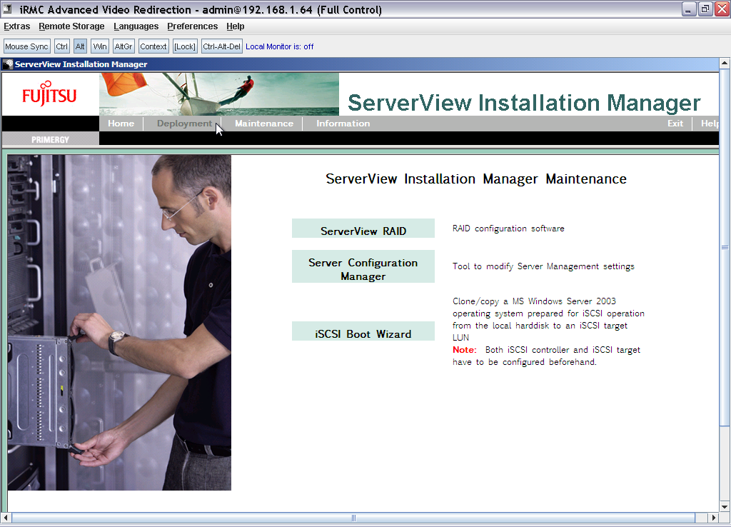 Resim 7 Resim 7 de Server View İnstallation Manager menüsüne gelindiğinde