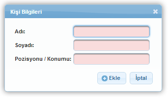 Kimlik Ekranı Başvuru sahibinin belirlenmesinin ardından aktif hale gelen alanlardan ilki Yetkili Kişiler alanıdır.