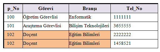 b) Gereksiz Tekrar (Veri Artıklığı): Bazı durumlarda aynı veri çeşidi birden fazla kayıtta yer alabilmekte ve bu da sistemin yavaşlamasına sebep