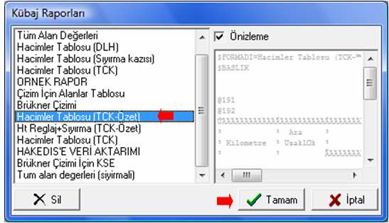 Kübaj Raporları \ Rapor Seçim Penceresi Yapılan hesapların tamamının saklanması için : 19.Dosya \ Dosya Sakla işlemine giriniz.