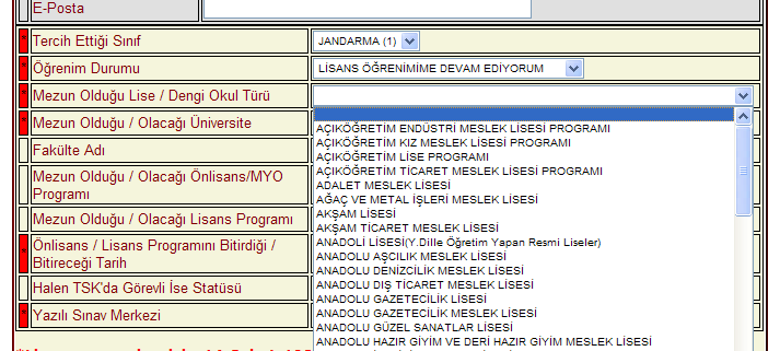 ÖĞRENİM DURUMU Bu alanda önlisans veya lisans eğitim programlarından mezun olan / mezun durumda olabilecek adaylar durumlarına uygun bilgiyi seçeceklerdir.