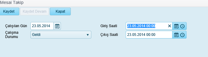 Açıklama Açıklama 10.3.12. Mesai Takip İşlemleri Sistemde personel bilgileri ekranında Personel Giriş/Çıkış sekmesi tıklandığında personel için geçmiş giriş çıkış saatleri görüntülenir.