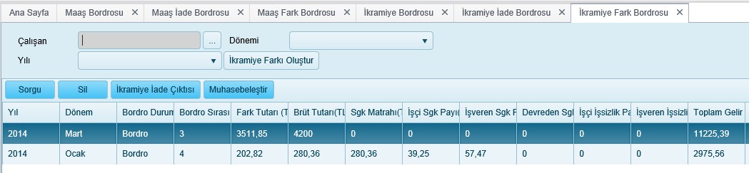 Aşağıdaki kriterlerle sorgulama yapılmaktadır. Yıl Yıl bazında sorgulama yapılmak isteniyorsa seçilir.örn.