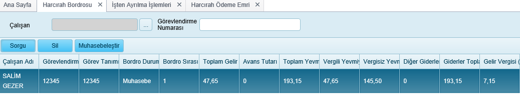 Tutarı (TL) Damga Vergisi Tutarı (TL) Net Ödenen (TL) Damga vergisi tutarı. Çalışanın toplam hakettiği net ödeme tutarı. 4.11.