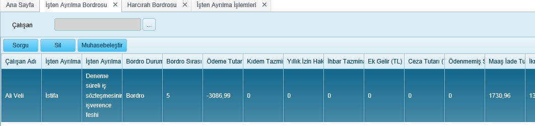 Avans Miktarı Toplam Yevmiye Miktarı Toplam Vergili Yevmiye Miktarı Toplam Vergisiz Yevmiye Miktarı Diğer Giderler Toplamı Giderler Toplamı Gelir Vergisi Toplamı Damga Vergisi Toplamı Kesintiler