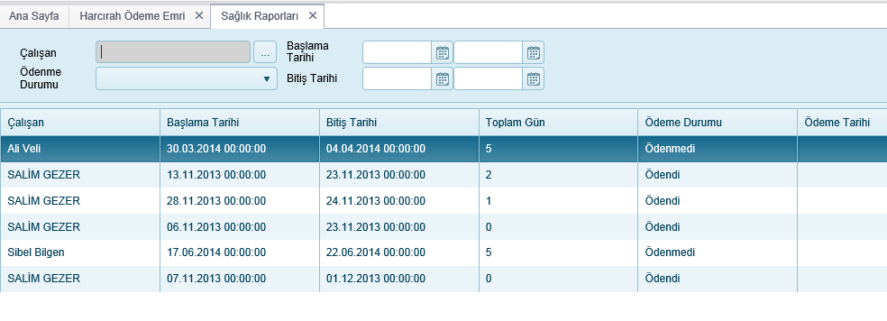 Giderler Toplamı Gelir Vergisi Toplamı Damga Vergisi Toplamı Kesintiler Toplamı Ödenecek Tutar Diğer Giderler Toplamı + Toplam Yevmiye Miktarı Harcırahın gelir vergisi toplamı Harcırahın damga