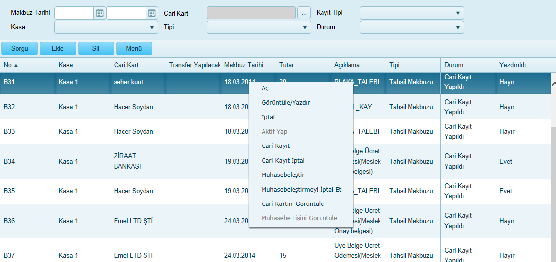 Açıklama Açıklama bilgisi elle girilir. 4.