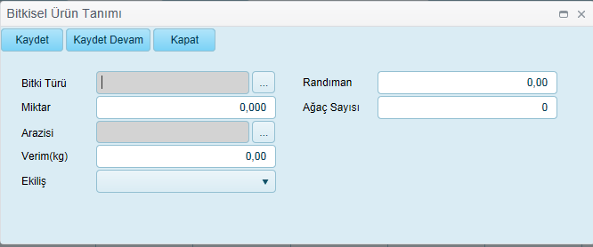 Kategorisi Miktar Verim Arazi Türü Ekiliş Ağaç Sayısı Ada/Pafta/Parsel Üyenin yetiştirdiği ürünün kategorisi Üyenin yetiştirdiği ürünün miktarı Üyenin yetiştirdiği ürünün verimi Üyenin yetiştirdiği