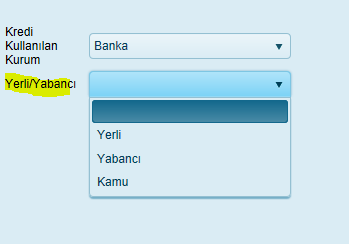 Kredi Kullanılan Kurum Banka Kredinin kullanıldığı kurum(banka,kooparatif,diğer) Kredinin kullanıldığı kurum Banka ise,
