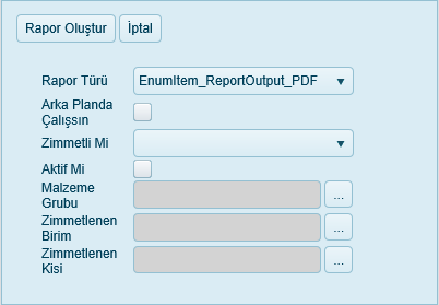 Rapor Adı Modül Rapor adı bilgisi Modül adı bilgisi default olarak seçilidir. 7.2 Rapor Alma Rapor listesinden bir raporu çalıştırmak için ilgili rapor kaydı çift tıklanır.