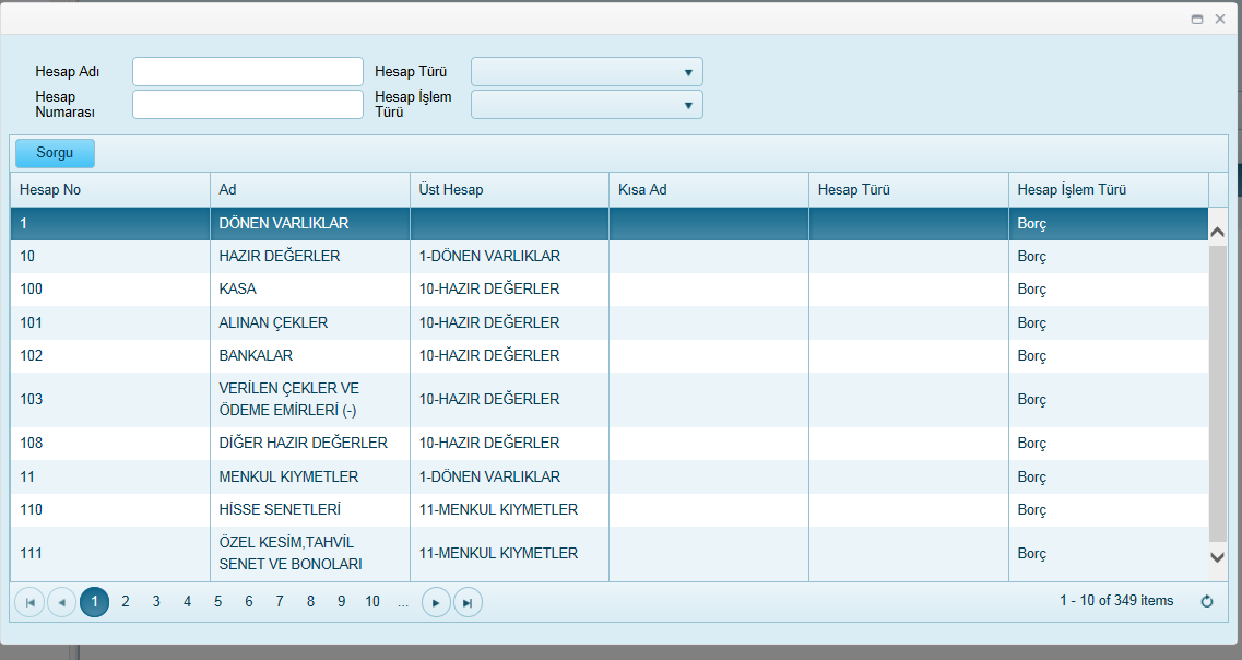 6.1.3. Silme Gridde seçili kayıt silinmek istendiğinde kullanılır. Bağlı hesap planı var ise hesap dönemi silinemez. İstenirse durumu İptal edilebilir. 6.1.4.