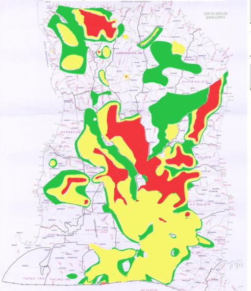 32170 ha alanda ise taban suyu derinirliği 1,0-2,0 m ler arasındadır. Bu alanlar ovanın iç kesimlerinde kuzeyden güneye doğru Suriye sınırına uzanmaktadır.