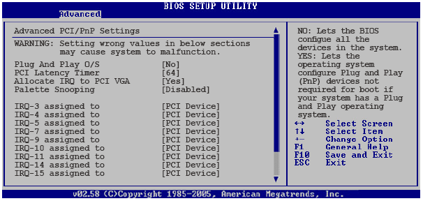 4.4.7 PCI PnP PCI PnP m enü m addeleriile PCI/PnP aygıtlarının gelişm iş ayarlam alarıyapılabilir. B u ayarları değiştirirken dikkatli olun aksi takdirde sistem arızalanabilir.