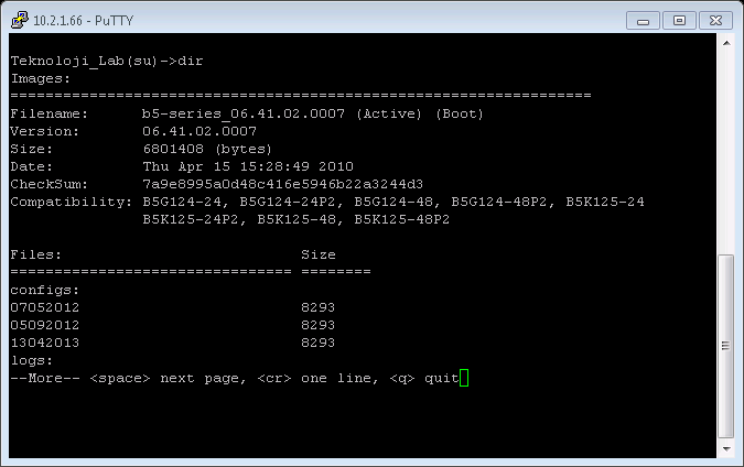 Şekil 9. Anahtarlama cihazındaki yedeklenmiş yapılandırma dosyaları (Figure 9. Switching device configuration files are backup) 4.