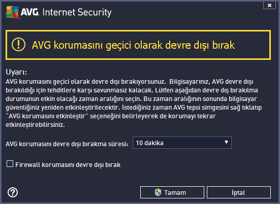 korumasını geçici olarak devre dışı bırak iletişim kutusunda yer alır. Firewall korumasını devre dışı bırak kutusunu işaretleyerek bu işlemi gerçekleştirebilirsiniz. 9.4. Bilgisayar Koruması 9.4.1.