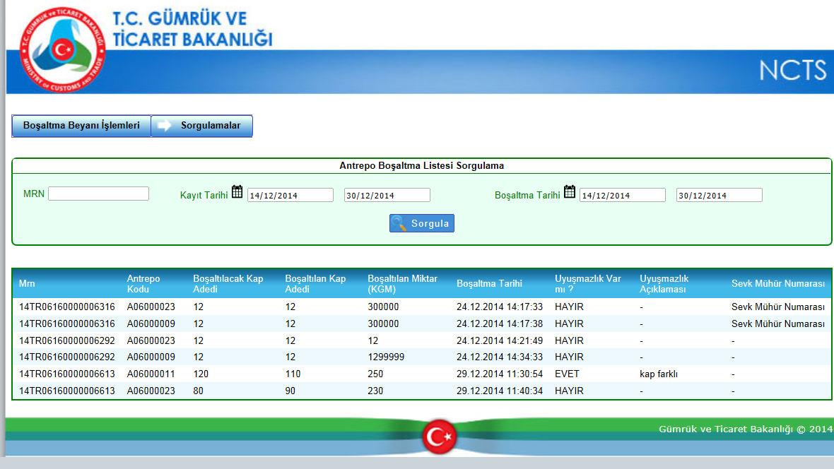 beyanname numarası ile sorgulama