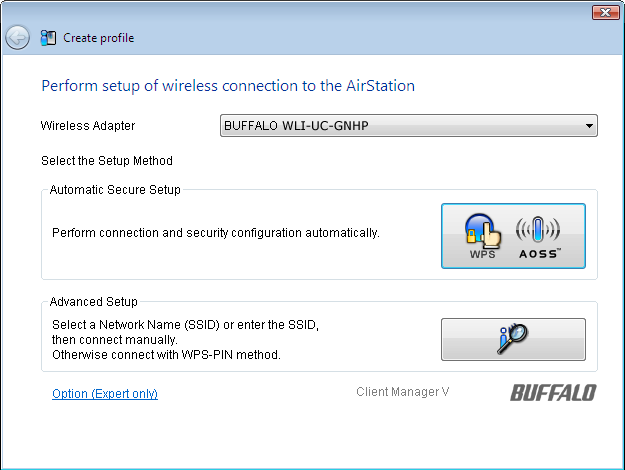 Bölüm 4 - Client Manager Automatic Secure Setup and Advanced Setup (Otomatik Güvenli Kurulum ve Gelişmiş Ayarlar) AOSS veya WPS ile erişim noktasına otomatik bağlanmak için bu ekranı kullanın.