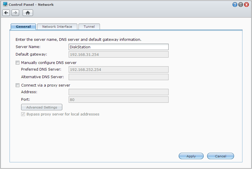 Synology DiskStation Kullanım Kılavuzu Ağ Ayarlarını Değiştirin Synology DiskStation sunucunuzun aşağıdaki ağ ayarlarını değiştirmek için Ana Menü > Denetim Masası > Ağ seçeneğine gidin.