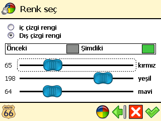 Gösterge ❶ Ana mönü de, Harita seçenekleri ❷ Gösterge ❸ Gösterge ekranında seçenekleriniz: Şehirler ve yol numaraları için Şehirler/Semboller. Değişik çeşit yollar için Yollar.