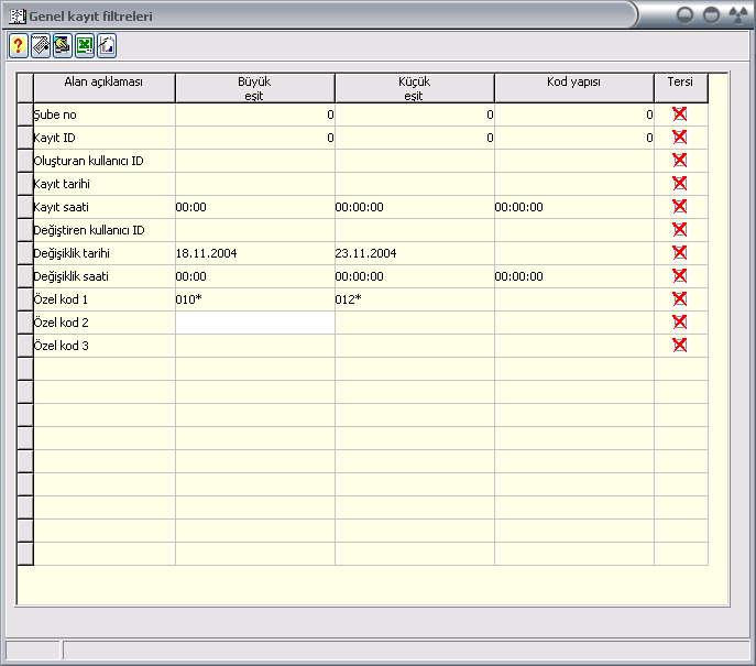 ilişkin bir takım bilgiler genel kayıt yapısı adıyla saklanmakta ve bu bilgilere ilgili programlardan ALT+G tuşlarına basarak ulaşılmaktadır.