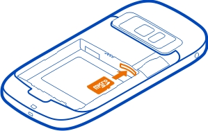 Başlarken 11 Hafıza kartı takma Yalnızca, bu cihazla kullanımı Nokia tarafından onaylanmış olan uyumlu microsd hafıza kartları kullanın.