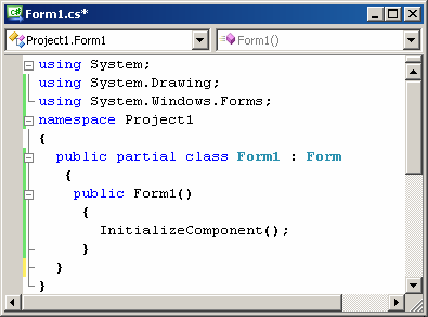 Bölüm 6: Windows Forms Uygulamaları 107 Formlar Đçin Hazırlanan Kodlar Express Edition veya Visual Studio ile yeni bir proje hazırlandığında projeye Form1 adında bir formun dahil edildiğini