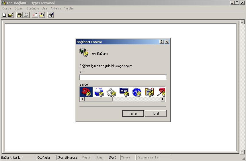 Bilgisayarınızdan Hyper Terminal yazılımını açın.