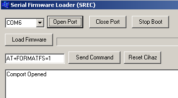 4.2.1.2 GEM15 Modeme Format Atılması GEM15 Modeme Serialloader yazılımı ile format işlemi gerçekleştirilebilir. Cihazın hata durumuna düşme, ERROR durumunda Formatlama işlemi gerçekleştirilir. 4.2.1.3 Serial Loader ile Format Atma İşlemi SerialLoader yazılımı çalıştırın.