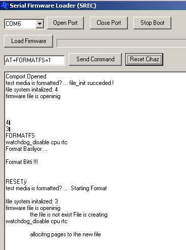 Şekil 164 SerialLoader ile Format atma