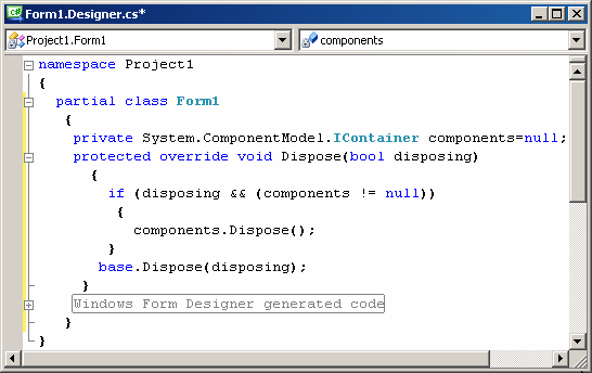 Memik Yanık C# a Başlangıç Kitabı 107 InitializeComponent metodu Form1.Designer.cs adlı ikinci kod dosyasında yer almaktadır. Formların ve formların üzerine yerleştirilen nesnelerin özellikleri Form1.