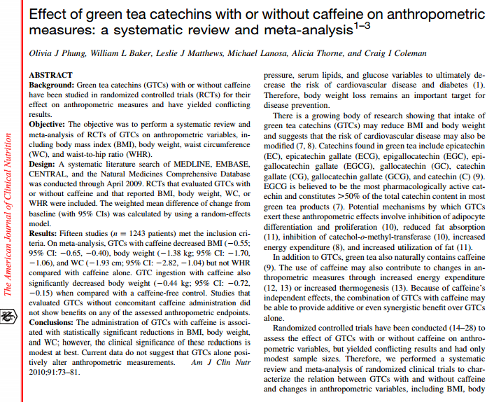 Yeşil çay (camellie sinensis) Vücut ağılığı