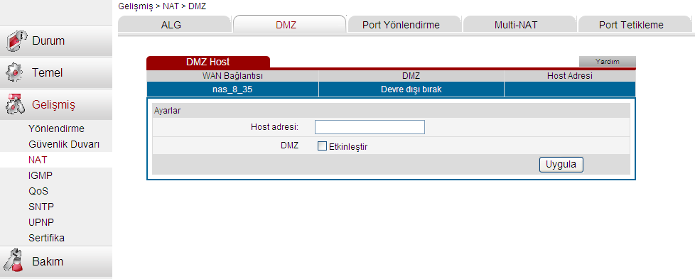 10 Ayarlar Parametreler RTSP ALG ı etkinleştir PPTP ALG ı etkinleştir Açıklamalar EchoLife HG521 0678 Kullanma Kılavuzu RTSP ALG özelliğini etkinleştirmek için kutucuğu işaretleyiniz.