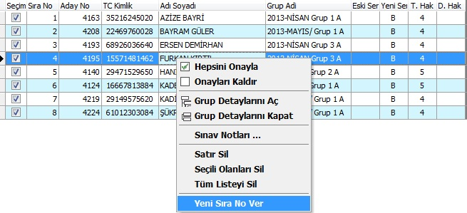 21. Randevu verme işlemine sıralama seçenekleri eklenmiştir. Böylelikle randevu verme işlemi istenilen sıraya göre uygulanabilecek ve raporlardan bu sırada döküm alınabilecektir. 22.