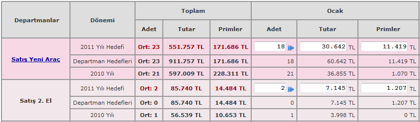 Personel Gerçekleşen Değerlerin Girilmesi Personel sayfasındaki Gerçekleşenler Ekranına Git bağlantısına tıklanarak ilgili ayın altındaki alanlara gerçekleşen değerler girilmelidir. 8.