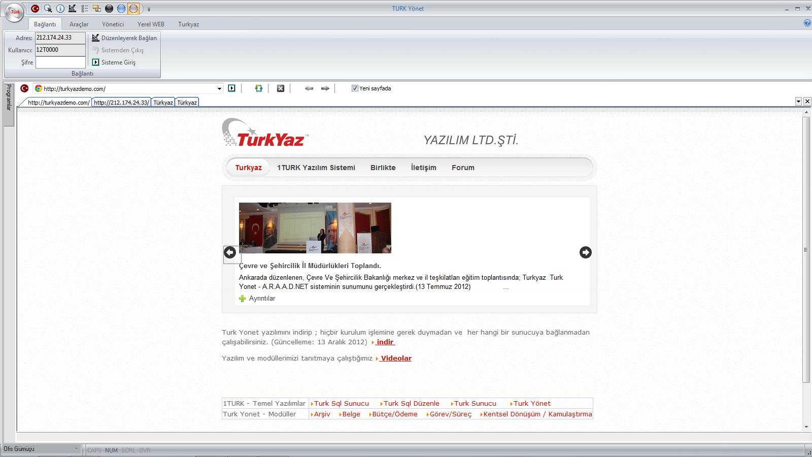 BÖLÜM 2 SİSTEME ERİŞİM VE HESAP ÖZELLEŞTİRME Ekran Görüntüsü 2.1 Turk_yonet.