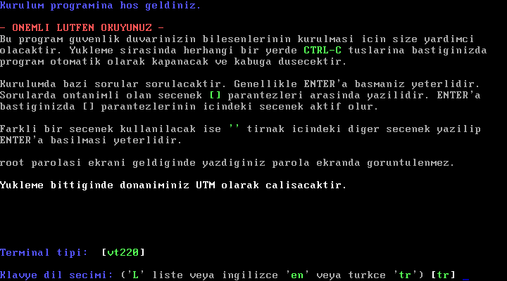 c. Klavye Seçimi: Şekil 3 Kullanılacak klavye setinin seçileceği adımdır. TR klavye takılı ise Enter ile devam ediniz.