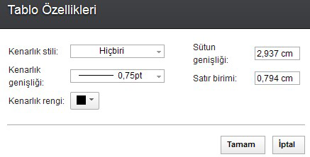 2. Kenarlık stili, Kenarlık genişliği ve Kenarlık rengi listelerinden istediğiniz kenarlık stilini, kenarlık genişliğini ve kenarlık rengini seçin. 3.