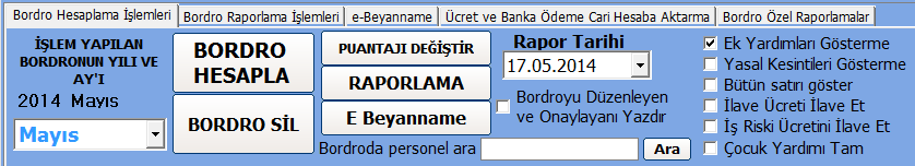 Yukarı ve aşağı tuşları ile istediğimiz aya ulaşabiliriz. Bordro Hesaplaması Yaptırmak: BORDRO HESAPLA tuşu ile seçilen ayın bordrosunun hesaplama işlemi yaptırılır.