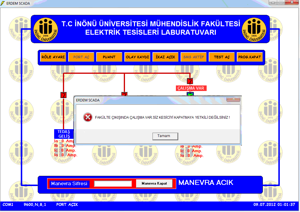 Şekil 2: Manevra işlemi güvenliği için sorgu ekranı Şekil 3: