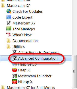 Mastercam X7 Sistem Konfigürasyon Eski Versiyonlardaki Durum: Çoğu kullanıcı, Mastercam Konfigürasyon uygulamasının içinden özelleştirme opsiyonuna