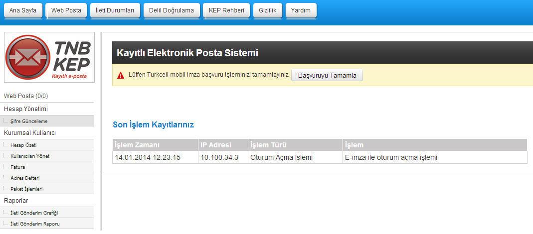1 AMAÇ Bu belge, TNB KEP üzerinden Turkcell mobil imza başvurusu yapan kullanıcıların Turkcell Anında Mobil İmza başvuru sürecini açıklamak için yazılmıştır.