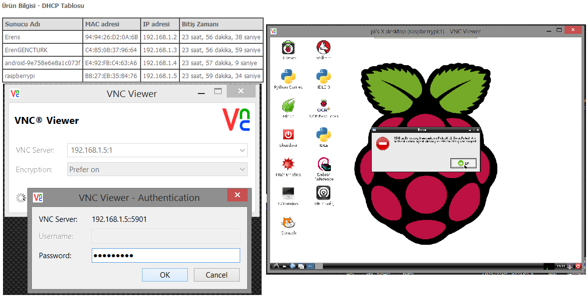 2.4.Bilgisayardan VNC-Viewer ile Raspbian a Bağlanmak Öncelikle Raspberry Pi ye atanan ip adresini öğrenmemiz gerekiyor. Bunun için modem ara yüzüne girip (19