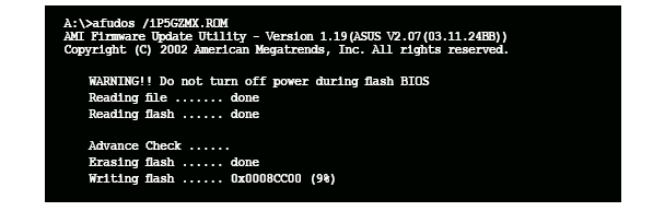 2. Sistem ido S m odunda açın ve kom ut olarak şunlarıyazın: afudos /o[filename] 4. <Enter> tuşuna bastığınızda m evcut BIO S Floppy diskete kaydedilir.